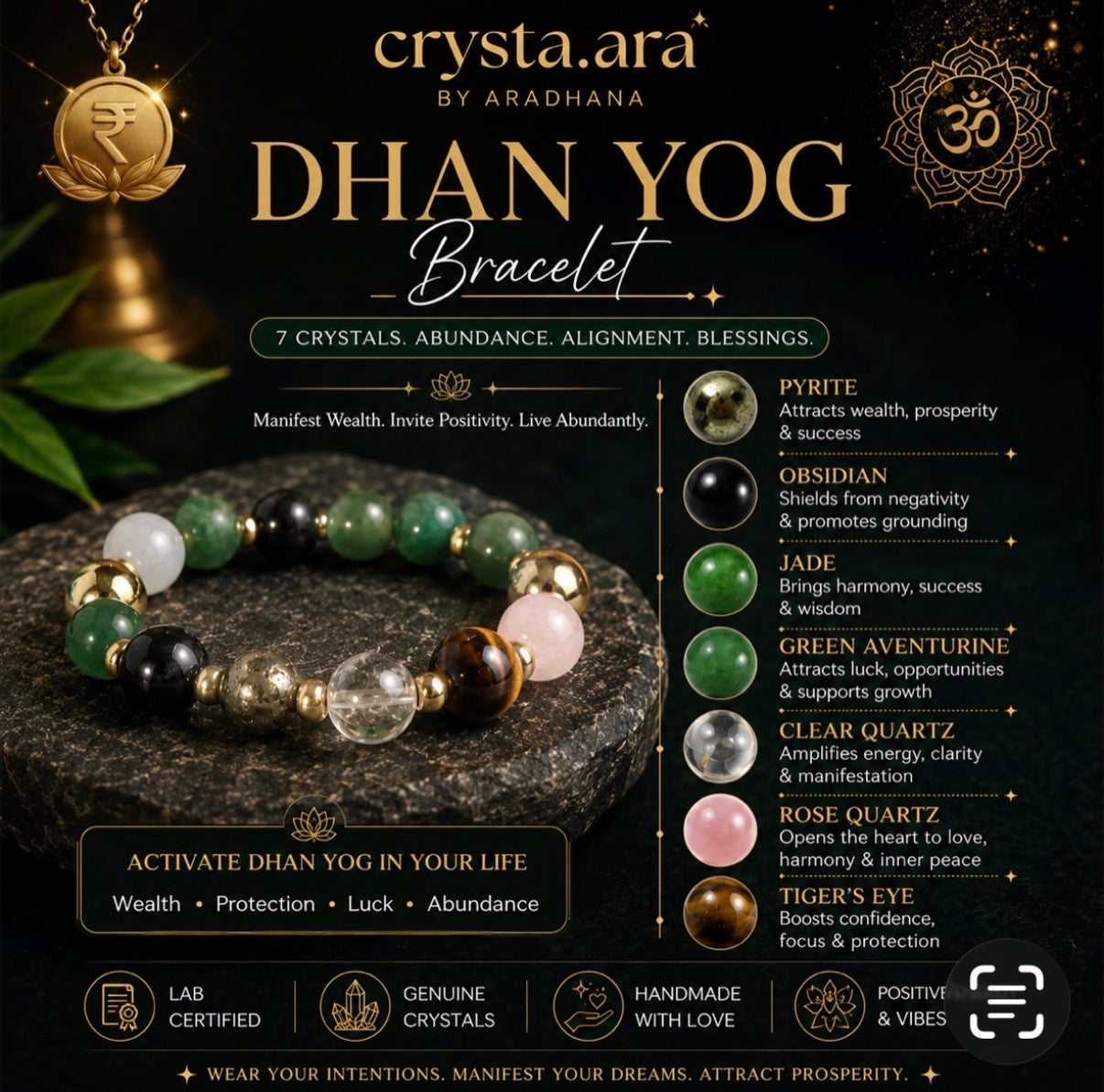 Dhan Yog Bracelet - 7 Crystal Abundance Bracelet by Crysta.ara